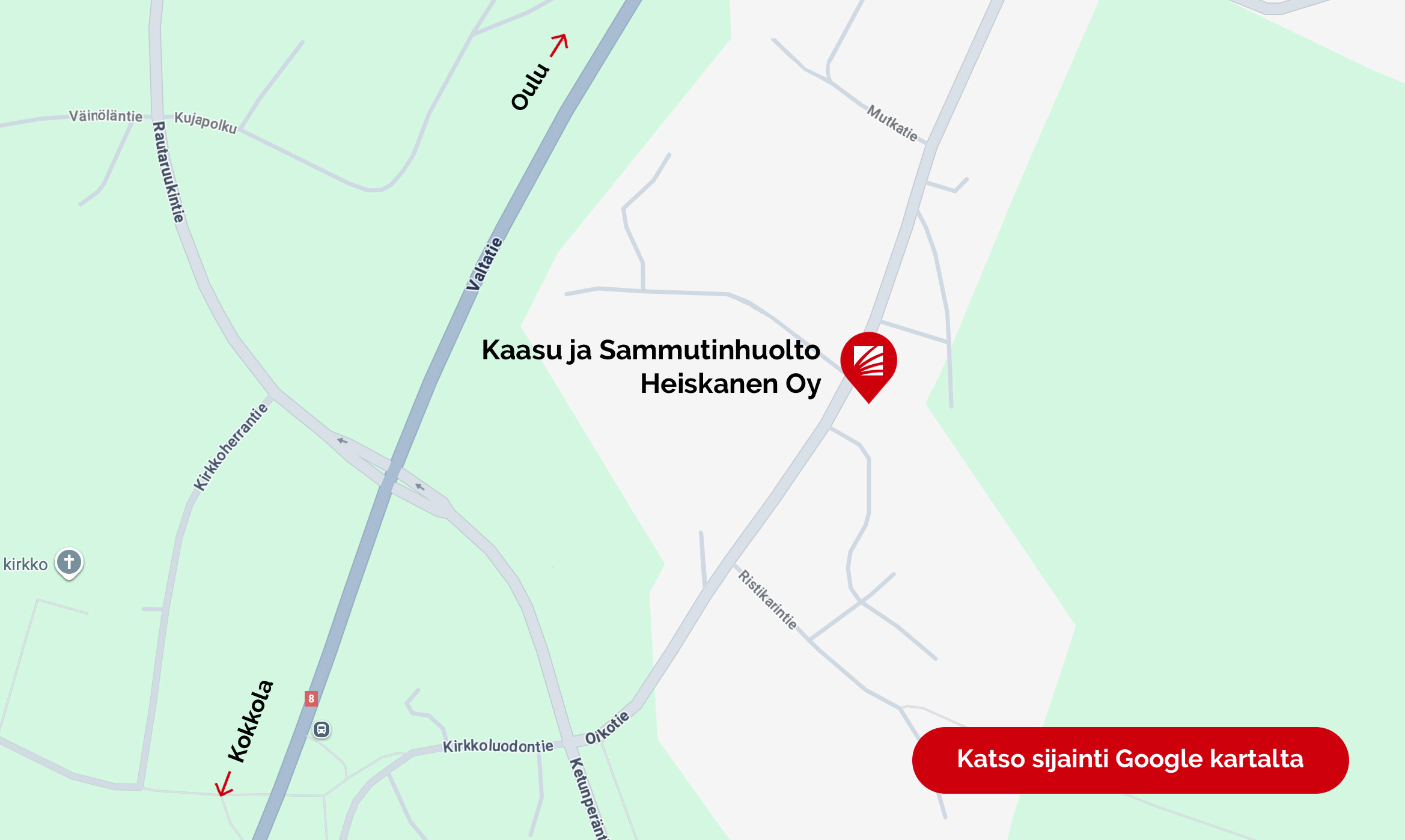 Kaasu ja Sammutinhuolto Heiskanen sijainti Raahe